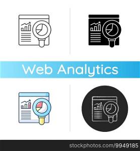 Web analyst icon. People who are responsible for analyzing maintenance and web development costs of project. Linear black and RGB color styles. Isolated vector illustrations. Web analyst icon