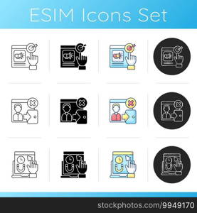 Web analytics icons set. Getting user location with geolocation functions of device. Customer journey map. Linear, black and RGB color styles. Isolated vector illustrations. Web analytics icons set