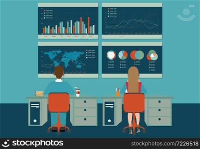 Web analytics, information and development, business statistic, conceptual vector illustration.