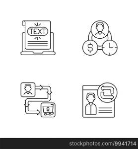 Web analytics linear icons set. Creating anchor link for another sites. Customers journey map planning. Customizable thin line contour symbols. Isolated vector outline illustrations. Editable stroke. Web analytics linear icons set