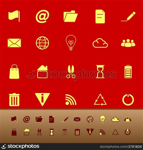 Web and internet color icons on red background, stock vector