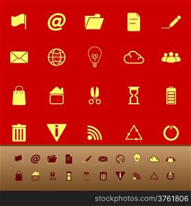 Web and internet color icons on red background, stock vector