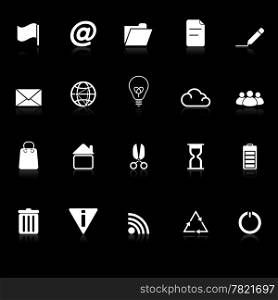 Web and internet icons with reflect on black background, stock vector