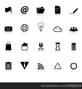 Web and internet icons with reflect on white background, stock vector