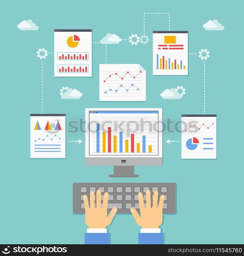 web application optimization, programming and analytics vector illustration