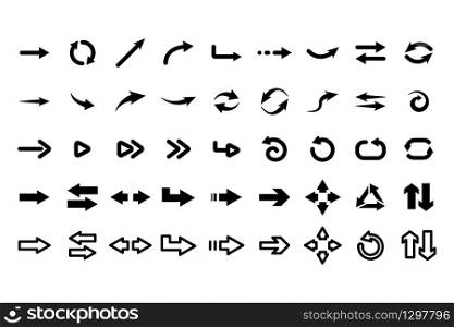 Web arrows. User pointer arrow sign, web interface pictograms, arrows collection for mobile apps, ui and web design, arrowheads isolated vector set. Click buttons, navigation illustration. Web arrows. User pointer arrow sign, web interface pictograms, arrows collection for mobile apps, ui and web design, arrowheads isolated vector set.