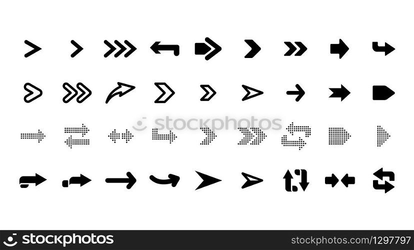 Web arrows. User pointer arrow sign, web interface pictograms, arrows collection for mobile apps, ui and web design, arrowheads isolated vector set. Arrow cursor pointer, user app icon illustration. Web arrows. User pointer arrow sign, web interface pictograms, arrows collection for mobile apps, ui and web design, arrowheads isolated vector set
