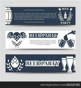 Web banners beer party template set. Web banners template set. Beer party vector elements