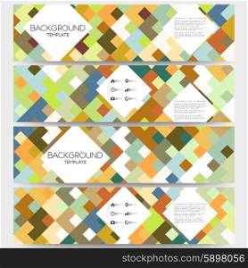 Web banners collection, abstract header layouts. Abstract colored backgrounds with place for text, square design, vector illustration templates.