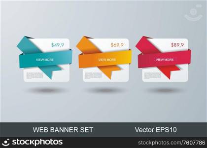 Web Banners Design. Can be used for workflow layout, diagram, number options, step up options, web design, banner template, infographic, timeline.