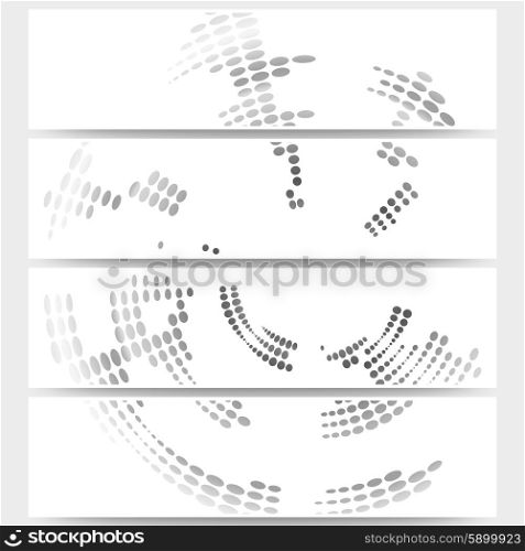 Web banners set of header layout templates, circle halftone vector backgrounds for your website design.
