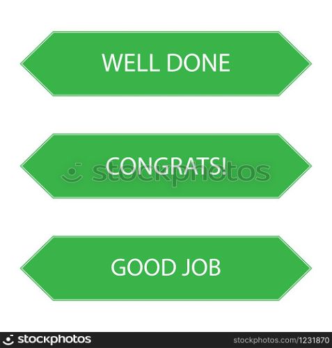 "web banners with the words "good job", "well done", "congrats""