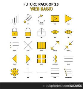 Web Basic Icon Set. Yellow Futuro Latest Design icon Pack