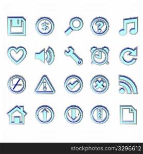 web blue icons against white background, abstract vector art illustration