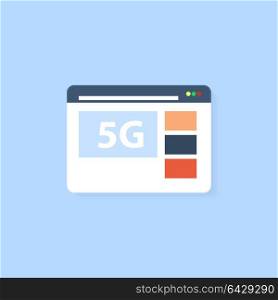 Web browser with connection 5G high-speed Internet .. Web browser with connection 5G high-speed Internet on a white background. Vector illustration .