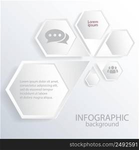 Web business infographic design concept with gray hexagonal composition text and icons isolated vector illustration. Web Business Infographic Design Concept