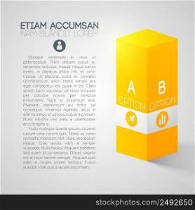Web business infographic template with text 3d yellow square column two options and icons isolated vector illustration. Web Business Infographic Template