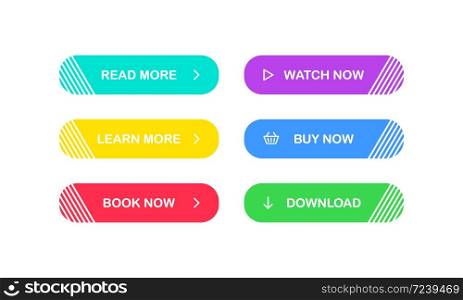 Web Buttons set. Read Learn more Book Watch Buy Download now Vector EPS 10. Web Buttons set. Read Learn more Book Watch Buy Download now. Vector EPS 10
