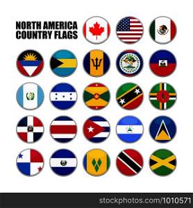 web buttons with north america country flags in flat. web buttons with north americacountry flags in flat