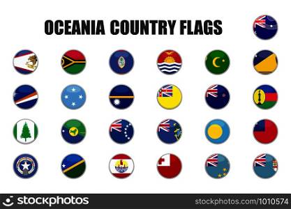 web buttons with oceania country flags in flat. web buttons with oceania country flags, flat