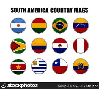 web buttons with south america country flags in flat. web buttons with south america country flags, flat