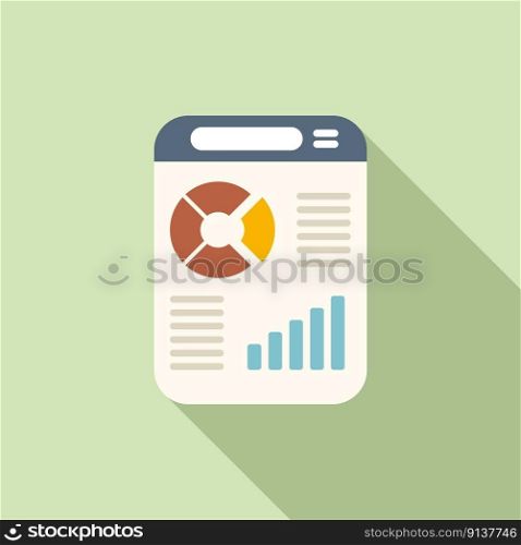 Web chart icon flat vector. Business report. Data graph. Web chart icon flat vector. Business report