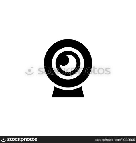 Web Chat Camera. Flat Vector Icon illustration. Simple black symbol on white background. Web Chat Camera sign design template for web and mobile UI element. Web Chat Camera Flat Vector Icon