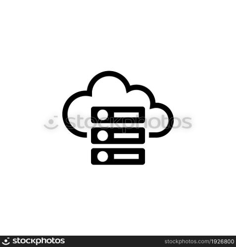 Web Cloud Computing Server, Hosting Database. Flat Vector Icon illustration. Simple black symbol on white background. Cloud Computing Server, Hosting sign design template for web and mobile UI element. Web Cloud Computing Server, Hosting Database Flat Vector Icon