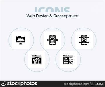 Web Design And Development Glyph Icon Pack 5 Icon Design. mp . mobile . web. board