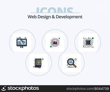 Web Design And Development Line Filled Icon Pack 5 Icon Design. analytics. development. coding. coding.