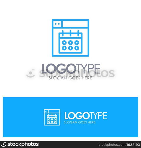 Web, Design, Calendar, Date Blue Outline Logo Place for Tagline