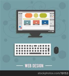 Web design concept on blue
