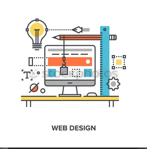 web design concept. Vector illustration of web design flat line concept.