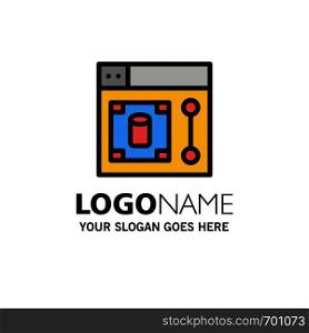 Web, Design, Designer, Tool Business Logo Template. Flat Color
