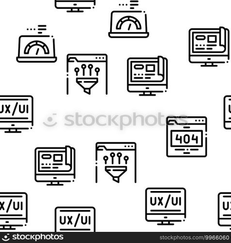 Web Design Development Seamless Pattern Vector Thin Line. Illustrations. Web Design Development Seamless Pattern Vector