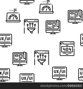 Web Design Development Seamless Pattern Vector Thin Line. Illustrations. Web Design Development Seamless Pattern Vector
