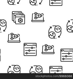 Web Design Development Seamless Pattern Vector Thin Line. Illustrations. Web Design Development Seamless Pattern Vector