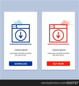 Web, Design, download, down, application Blue and Red Download and Buy Now web Widget Card Template