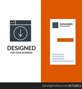 Web, Design, download, down, application Grey Logo Design and Business Card Template