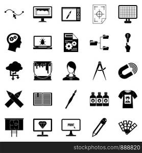 Web design icons set. Simple set of 25 web design vector icons for web isolated on white background. Web design icons set, simple style