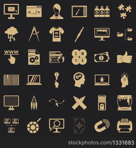 Web design icons set. Simple style of 36 web design vector icons for web for any design. Web design icons set, simple style