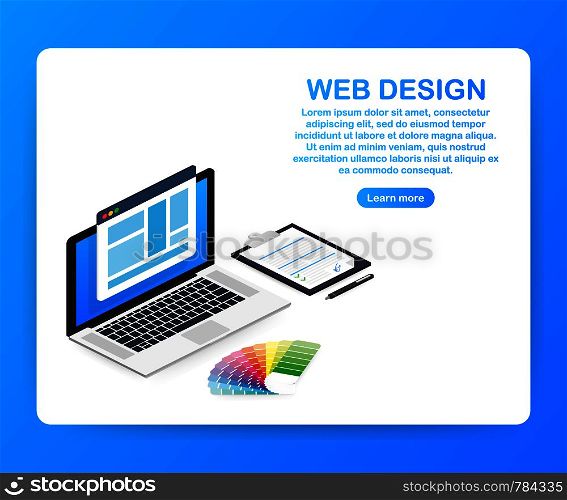 Web design illustration. Concept of creating websites, designed banners for ui, ux design and web design. Vector stock illustration.