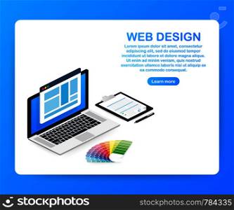 Web design illustration. Concept of creating websites, designed banners for ui, ux design and web design. Vector stock illustration.
