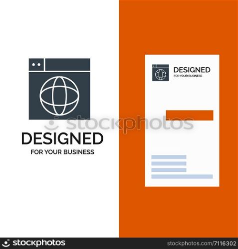 Web, Design, Internet, globe, World Grey Logo Design and Business Card Template