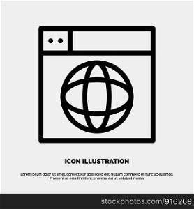 Web, Design, Internet, globe, World Line Icon Vector