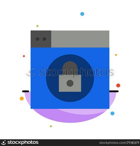 Web, Design, Lock Abstract Flat Color Icon Template