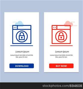 Web, Design, Lock Blue and Red Download and Buy Now web Widget Card Template