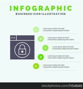 Web, Design, Lock Solid Icon Infographics 5 Steps Presentation Background