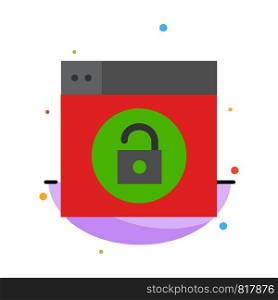 Web, Design, Lock, Unlock Abstract Flat Color Icon Template