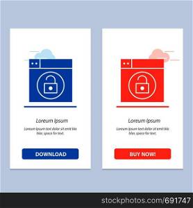Web, Design, Lock, Unlock Blue and Red Download and Buy Now web Widget Card Template
